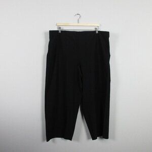 Eileen Fisher Women Crepe Crop Pants Stretch Pull On Elastic Waist Black 3X 428